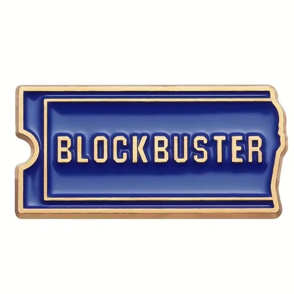 NOSTALGIC BLOCKBUSTER VIDEO LOGO OIL DRIPPED ENAMEL PIN LAPEL PIN BROOCH NWT